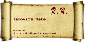 Radovits Máté névjegykártya
